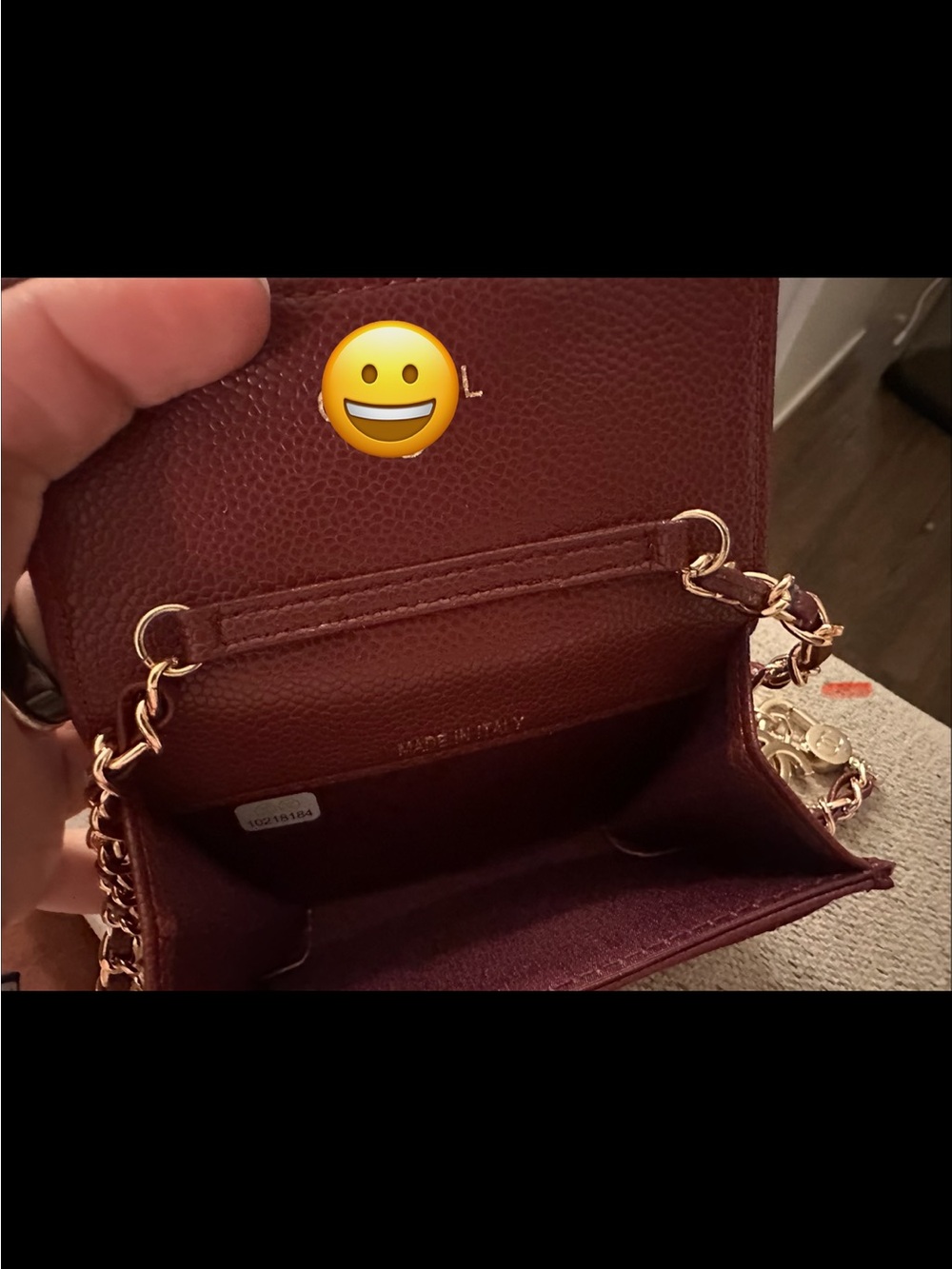 Quilted Crossbody Bag in Burgundy with Chain Strap - Picture 4 of 7